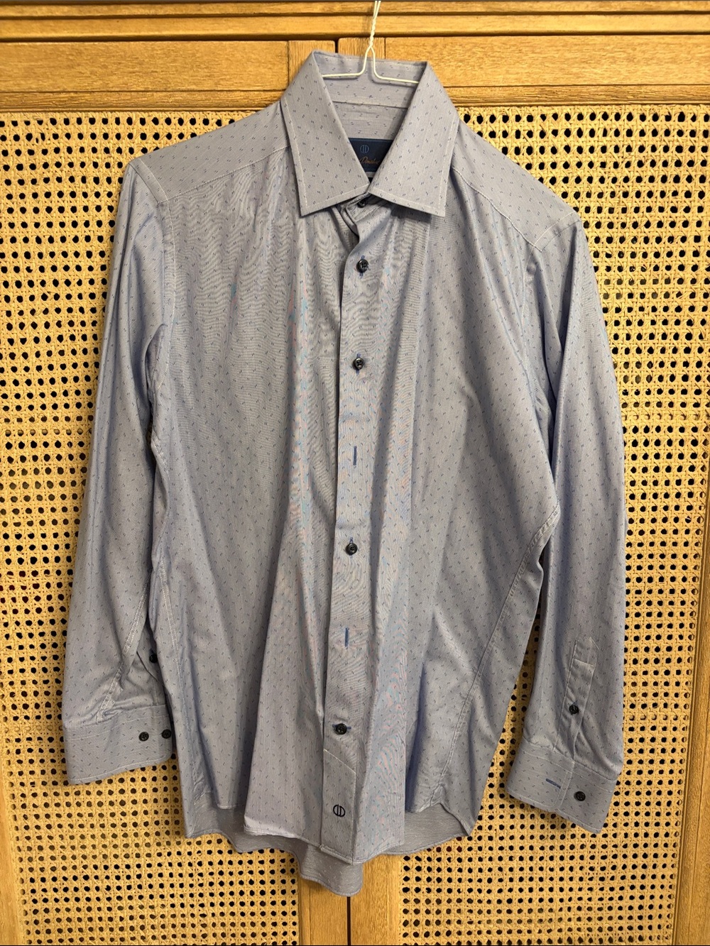 David Donahue Blue Micro-Pattern Dress Shirt